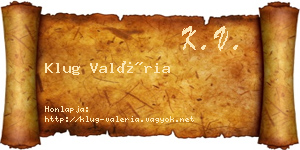 Klug Valéria névjegykártya